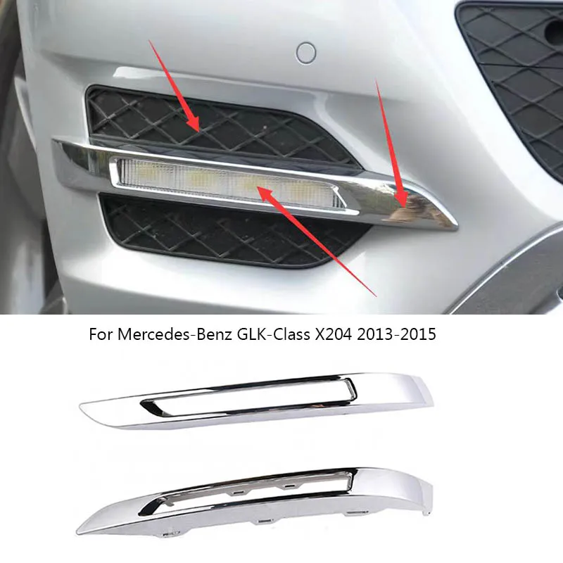 Car Front Fog Light Grille Cover Accessories for Mercedes-Benz GLK-Class W204 X204 2013-2015 A2048853374 A2048853474