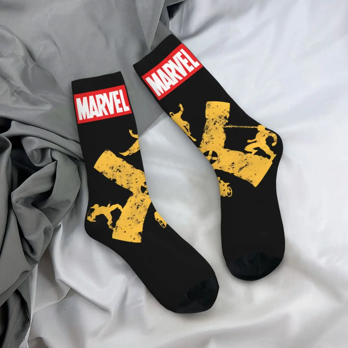 Divertenti calzini da uomo Happy X Vintage Harajuku Marvel X-man Deadpool & Wolverine Street Style Novità Casual Crew Crazy Sock