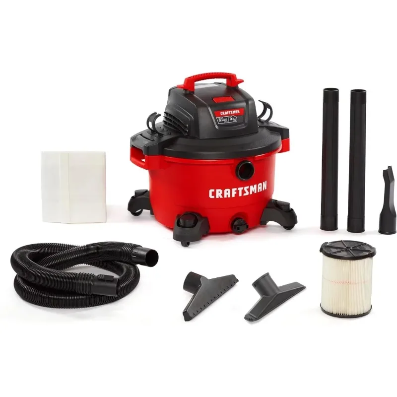 CRAFTSMAN CMXEVBE17594 12 Gallon 6.0 Peak HP Wet/Dry Vac, Portable Shop Vacuum with Filter, Dust Bag, Hose and Attachments