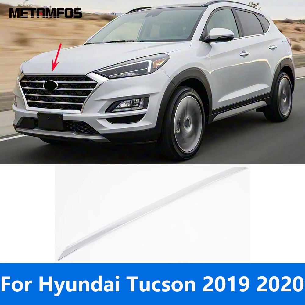 

For Hyundai Tucson 2019 2020 Chrome Front Engine Hood Bonnet Grille Lid Cover Upper Grille Grill Trim Accessories Car Styling