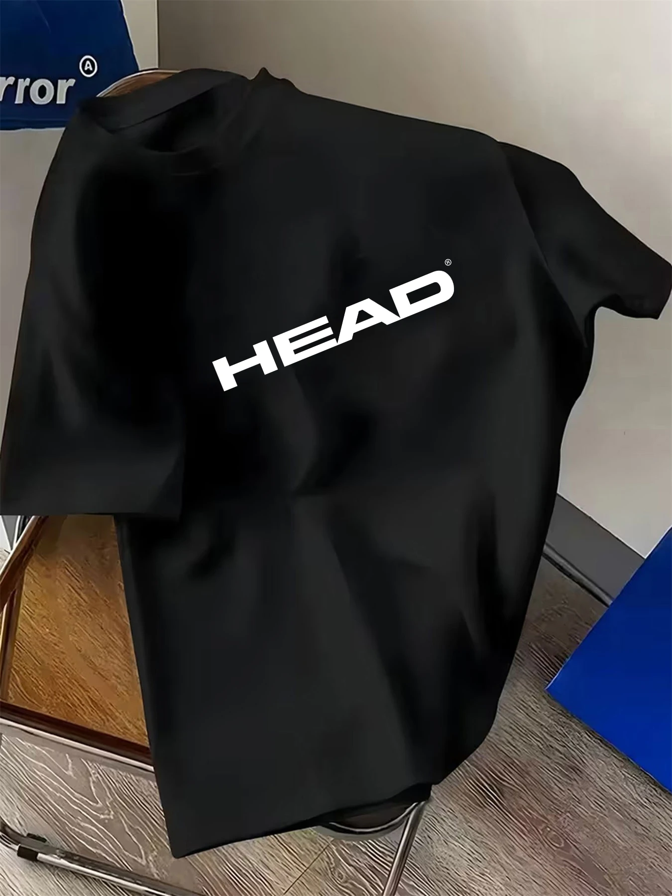 HEAD Men's Athletic T-Shirt Solid Black Letter Logo Graphic Short Sleeve Breathable Lightweight Tee For Tennis Training Gym Wear