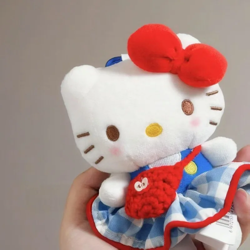 10cm/3.93in Hello Kitty Cute Keyring Plush Pendant Apple Satchel Anime Accessories Peripherals Backpack Cotton Collectible Gifts