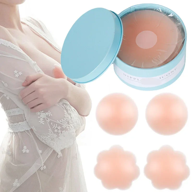 12pc Silicone Nipple Cover Reusable Women Bra Sticker Breast Petal Strapless Lift Up Bras Invisible Pads Chest Pasties Intimates