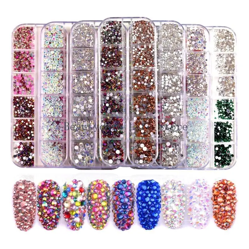 652C Art Strassstones runde Flachback -Kristallnagel -Edelsteine ​​für Nägel Kunst Handwerk DIY