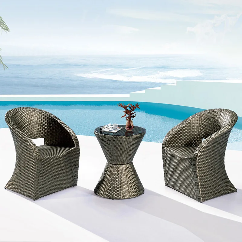 

Outdoor table and chair balcony coffee table three-piece set