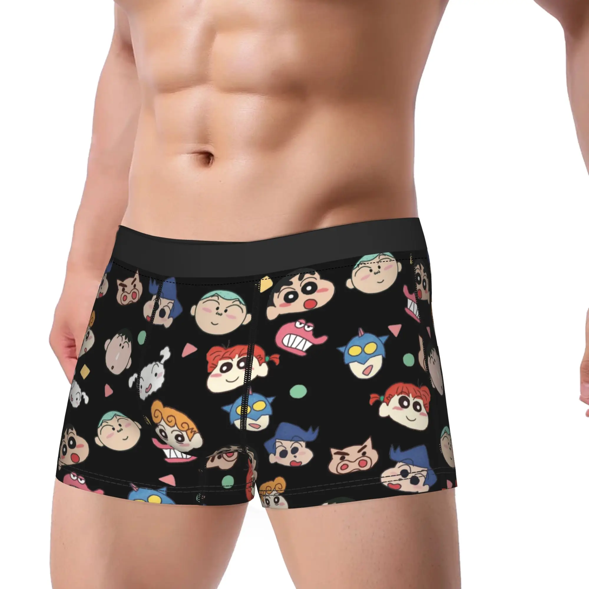 Men School friends Crayons Shin-chans Long Underwear  Humor Boxer Briefs Shorts Panties Male Breathable Underpants Plus Size