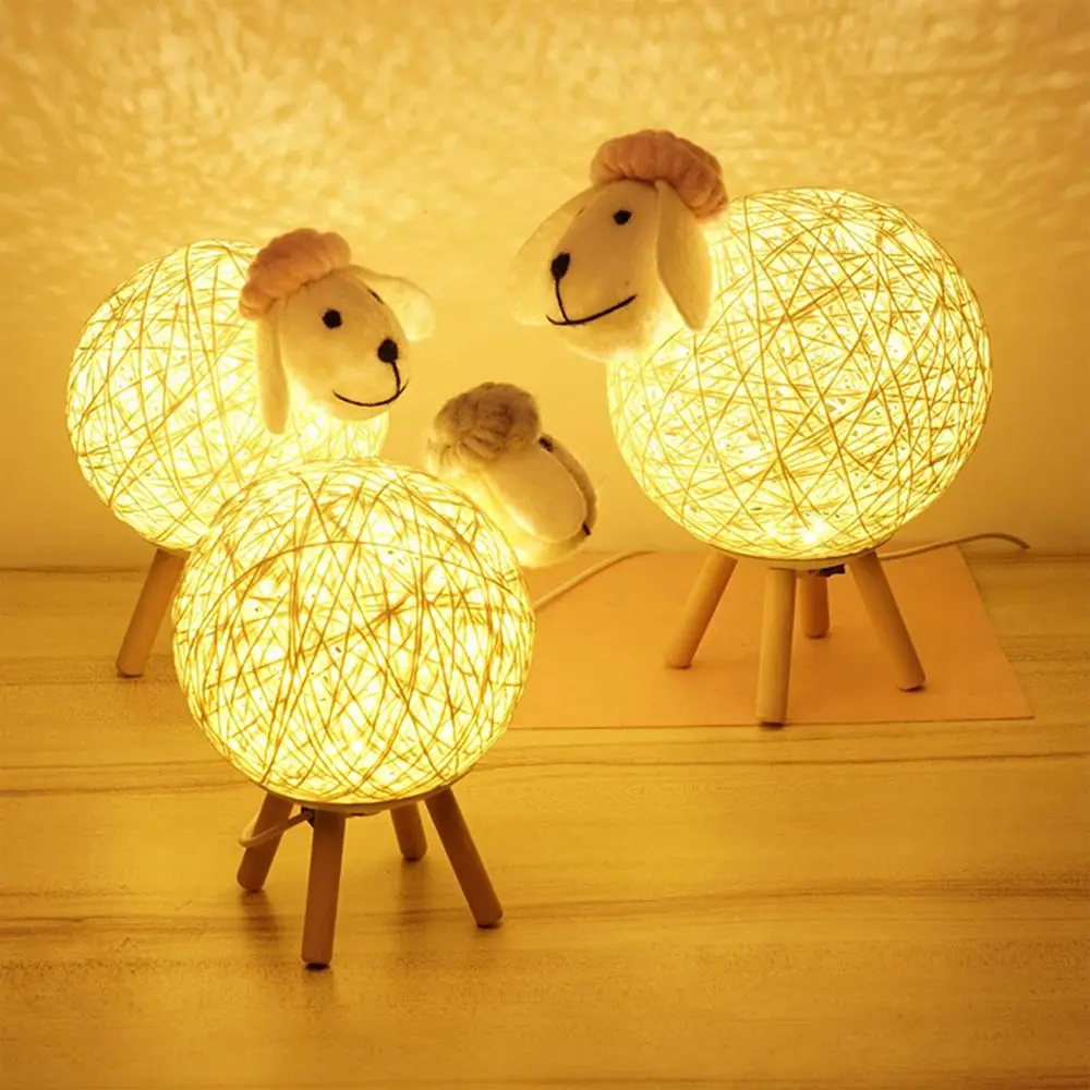 Lampe LED en Forme de Mouton Tissé à la Main, Luminaire Décoratif d'Nik, Idéal pour une Chambre à Coucher ou un oral et