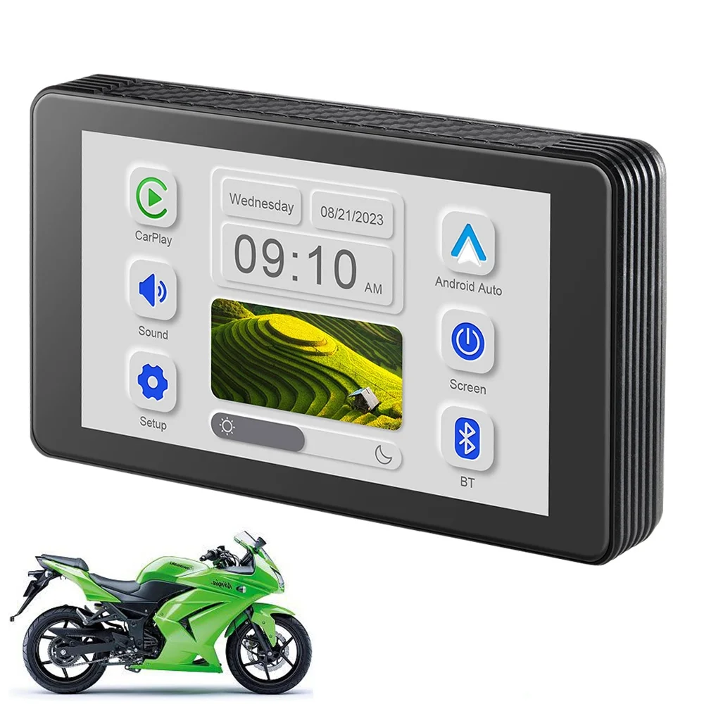 Universal Motorcycle 5 Inch Portable GPS Navigator Cheap IP65/67 Waterproof Android Auto VCR Player HD Display Bluetooth WiFi 5G