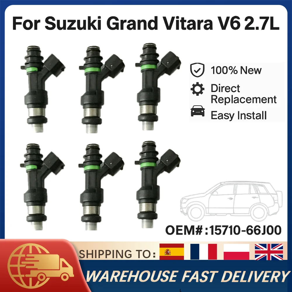 

6PCS Fuel Injector Nozzles 15710-66J00 FBYCS50 For Suzuki Grand Vitara 2.7L V6 2001-2008 High Quality Replacement Injector Kit