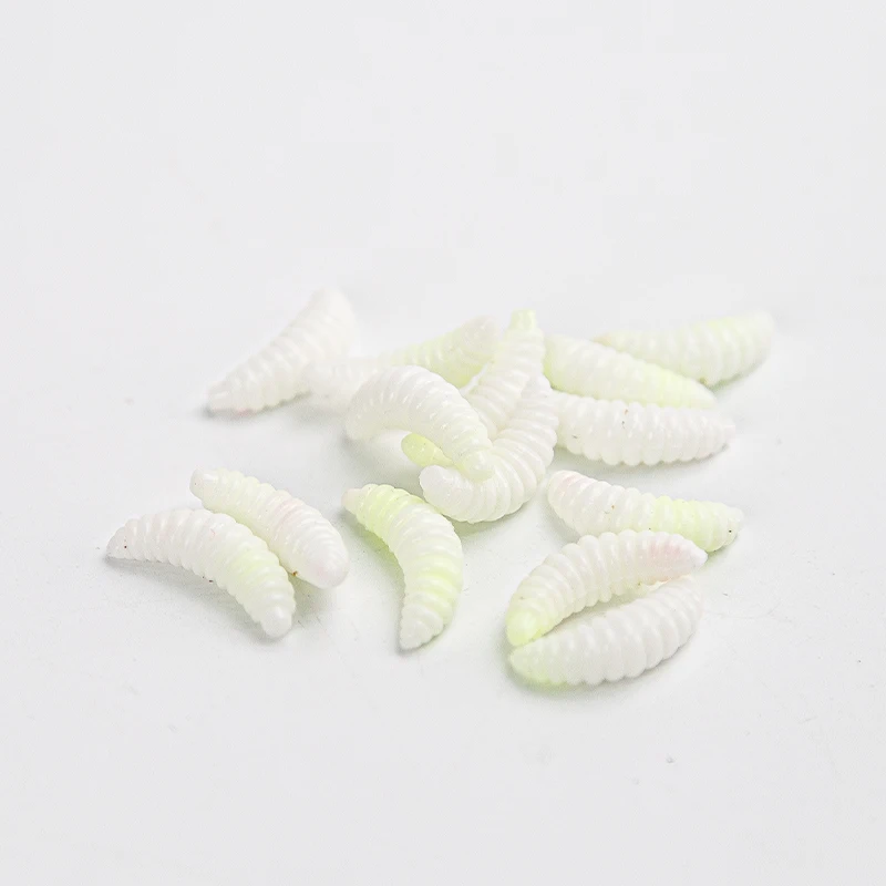 50 Uds. Cebo de pescado beige/blanco cebo blando pesca cebo biónico Swimbait cebo de silicona gusano suave pan Artificial señuelos de lombriz de tierra - imagen 5