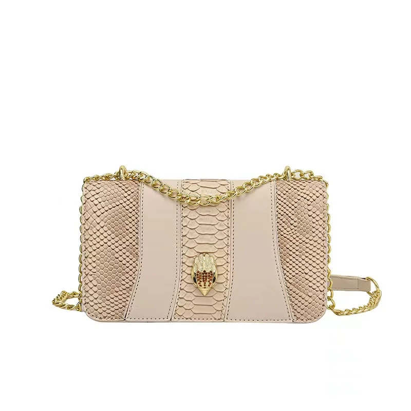 Cross-Border 23 Summer New Bags Advanced Snakeskin Fashion Trend Joker One-Shoulder Diagonal Chain Small Bag