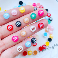 100 Pcs New Cute Mini Resin Mixed Color M Candy Series Flatback Ornament Jewelry Making Manicure Hairwear Accessories A42