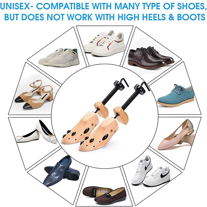 1 قطعة نقالة الأحذية النساء والرجال أقدام واسعة ، نقالة الأحذية الخشبية قابل للتعديل حجم كبير الأحذية المتوسع تمتد طول العرض
