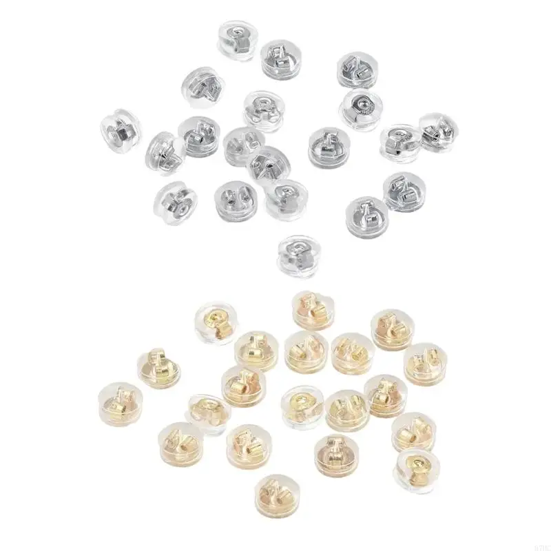 Pack of 20 Earring Backs Metal Slip Proof Studs Retainers 2 Color Earring Locks Earrings Fasteners Silver Texture