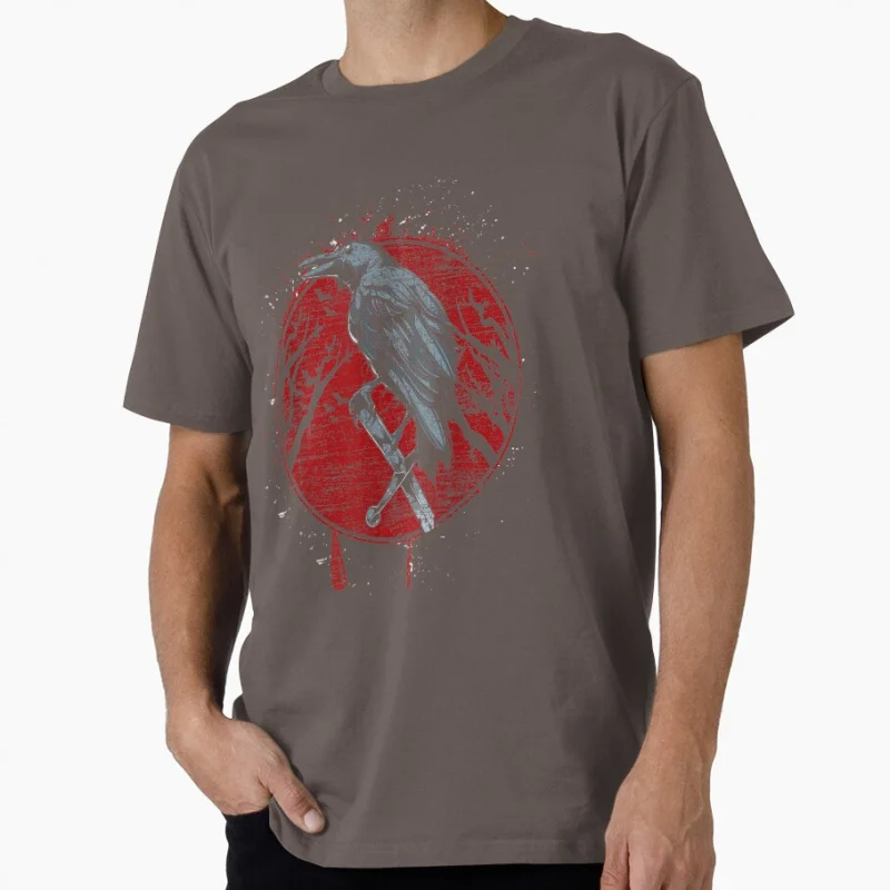 Halloween Raven Red Moon Valhalla Odin graphic Son of Odin raven Hugin and Munin Viking Gift t shirt for man All size tops S-6XL