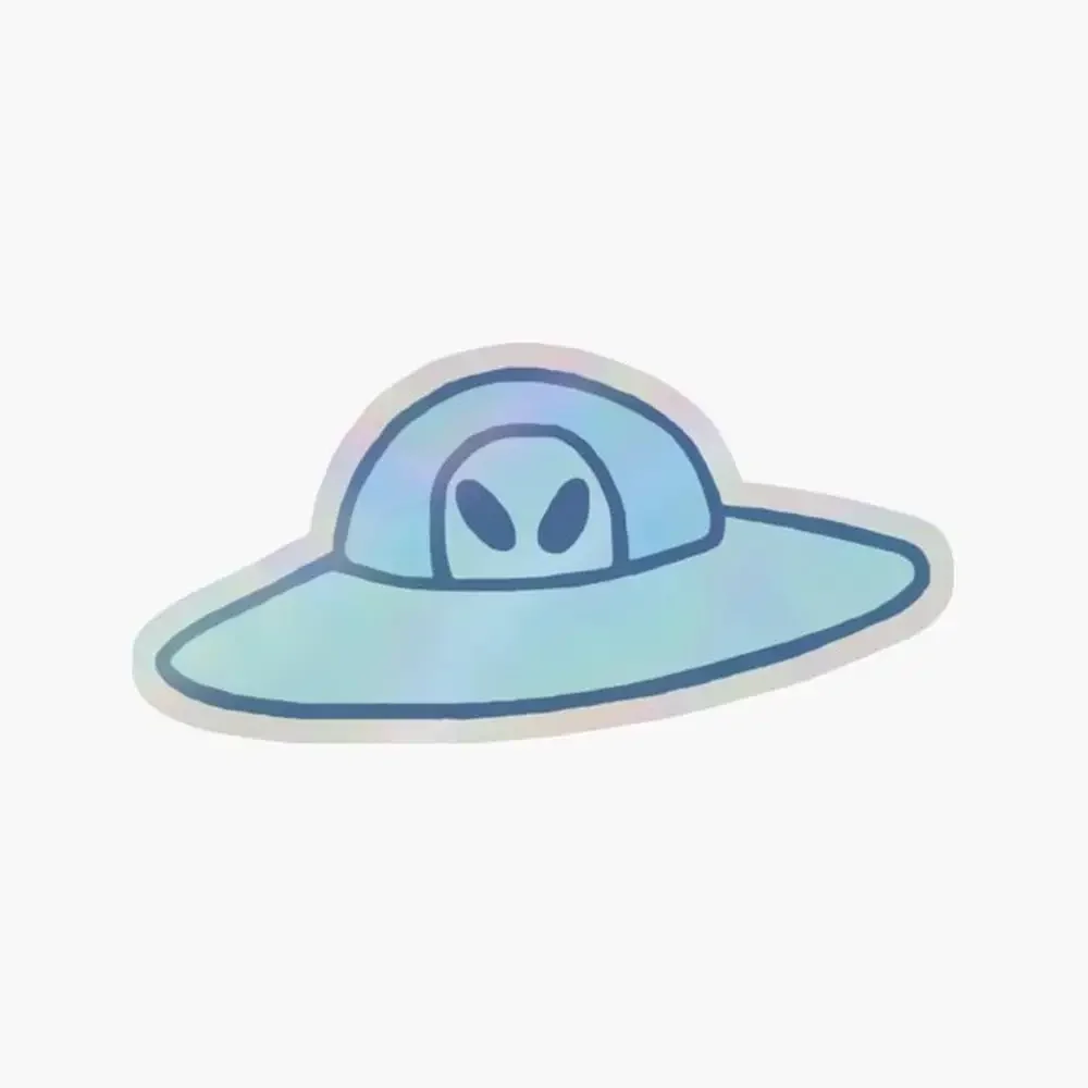 

Голографическая наклейка НЛО для декора ноутбука, спальни, автомобиля, милый мультяшный арт, модный общественный чемодан