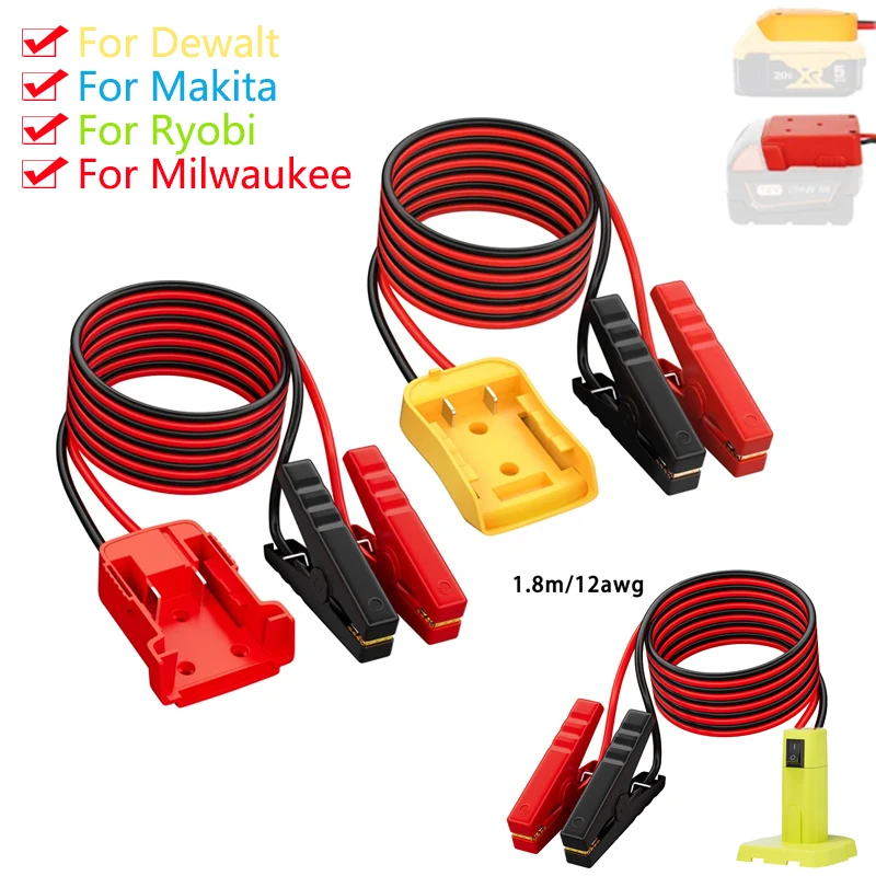

Автомобильный аварийный источник питания 12AWG для Milwaukee/Dewalt/Makita/Ryobi 18/20 В, аккумуляторный кабель, шнур электроинструмента, стартер