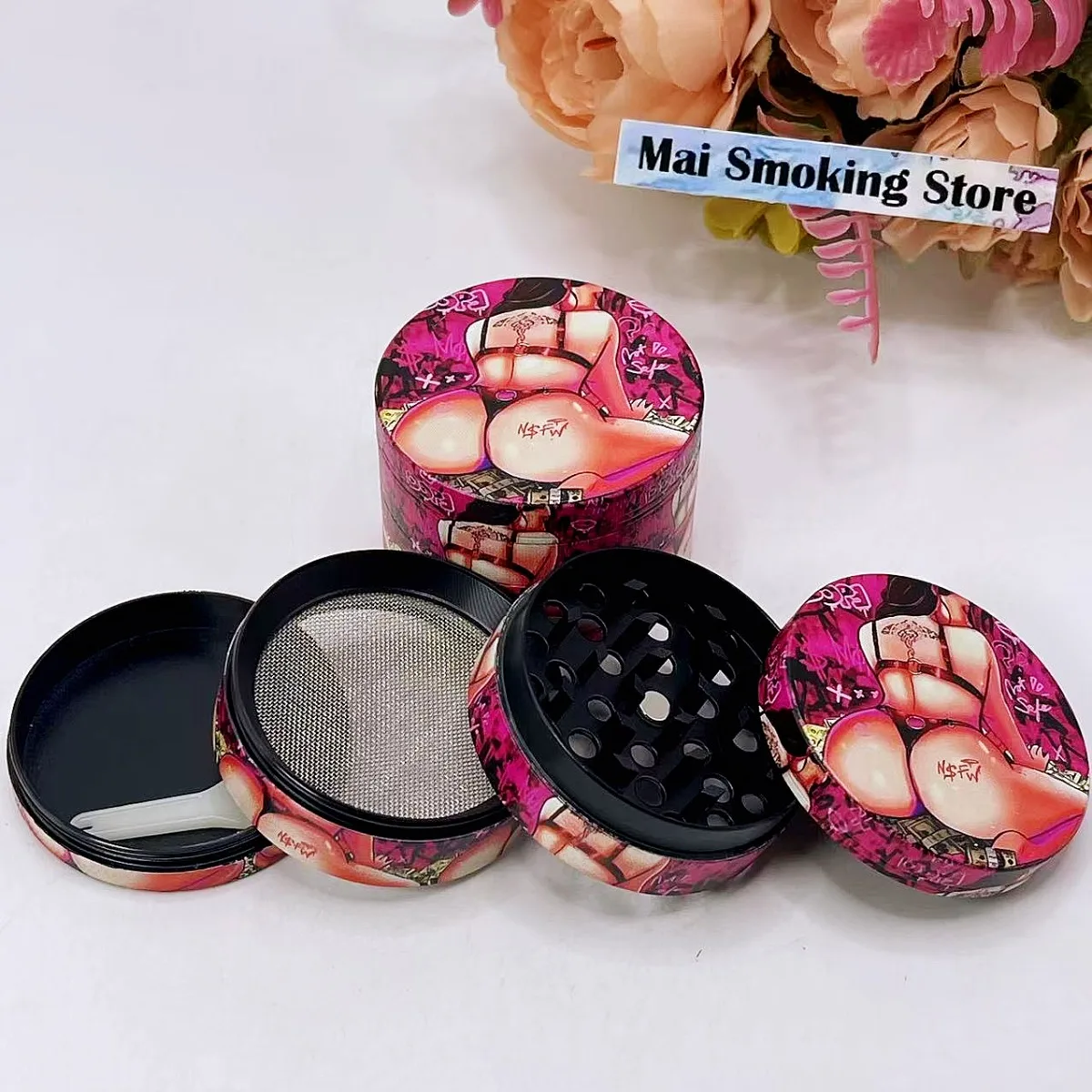 Molinillo de hierbas para chica Sexy de 2 pulgadas, molinillo de sal Manual, especias, pimienta, hierba cruda, mortero, molinillo de tabaco, accesorios para fumar cigarrillos