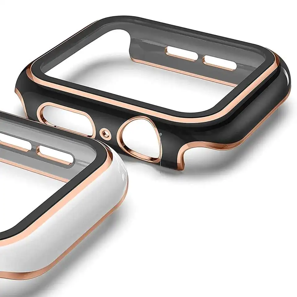 Cover For Apple watch Case 45mm 41mm 44mm 40mm 42mm 38mm Screen Protector PC Bumper Tempered Glass iWatch series 8 7 SE 6 5 4 9