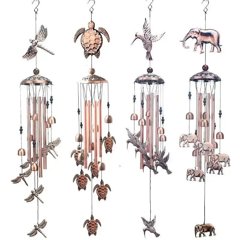 2026 Metal Turtle Butterfly Elephant Dragonfly Wind Chimes Bronze Retro Iron Wind Bells For Outdoor Home Garden Decoration Gifts