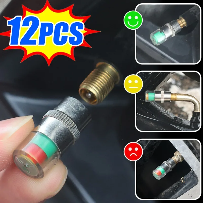 

Car Tire Valve Cap Tire Pressure Indicator Tire Pressure Monitoring Alarm Valve Cap External Valve Detection Tool Monitor Sensor