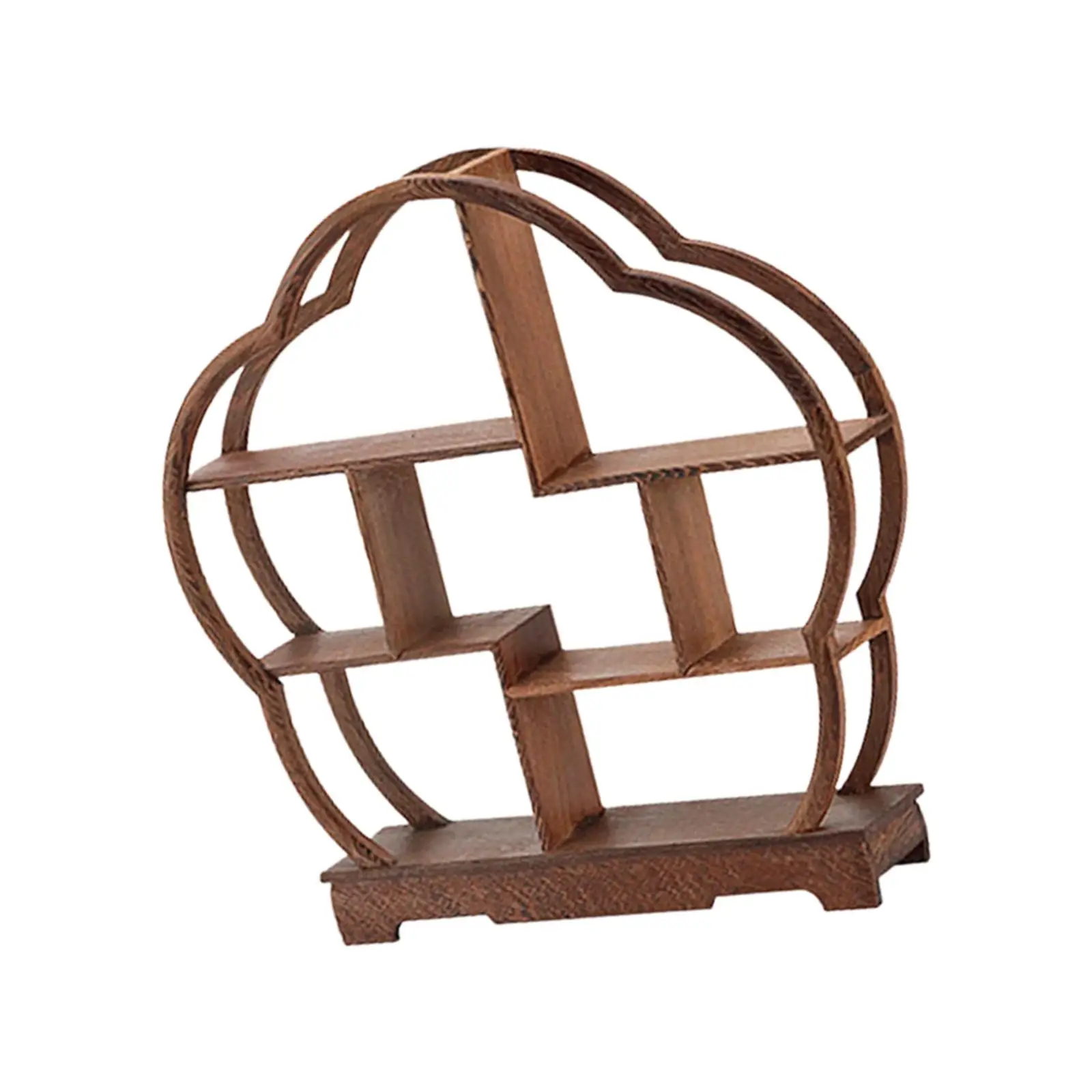 Wooden Display Shelf Antique Display Rack Teapot Display Stand Wood Cupcake Stand for Restaurant Desktop Office Cafe Dessert