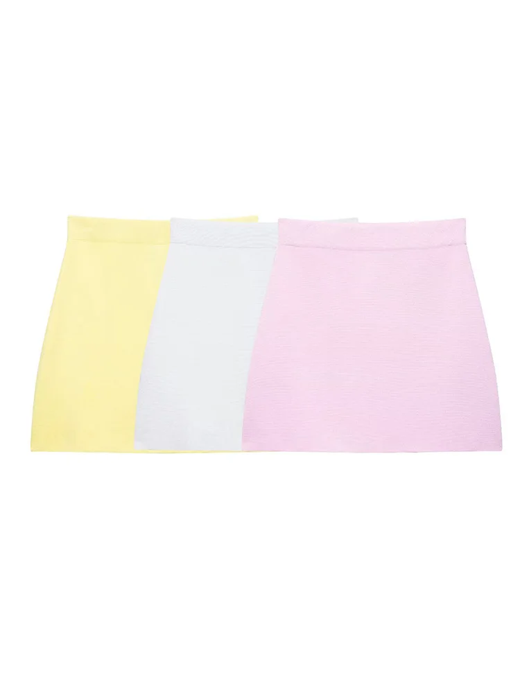 

SIYANG Women Fashion Solid Knitted A-Line Mini Skirt Vintage High Elastic Waist Female Chic Lady Skirts