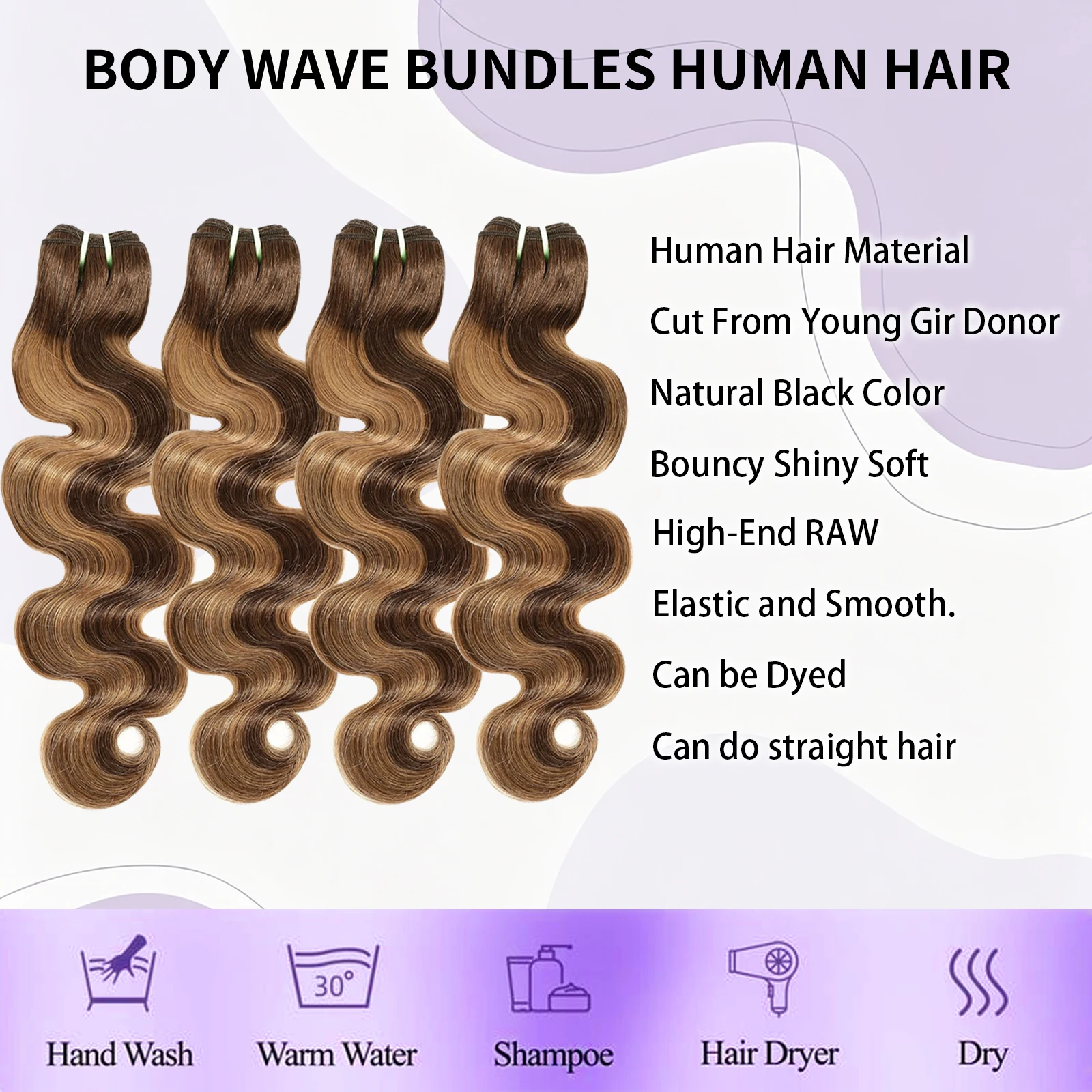 100% Human Hair Highlight Ombr - Hair Bundles recension och pris