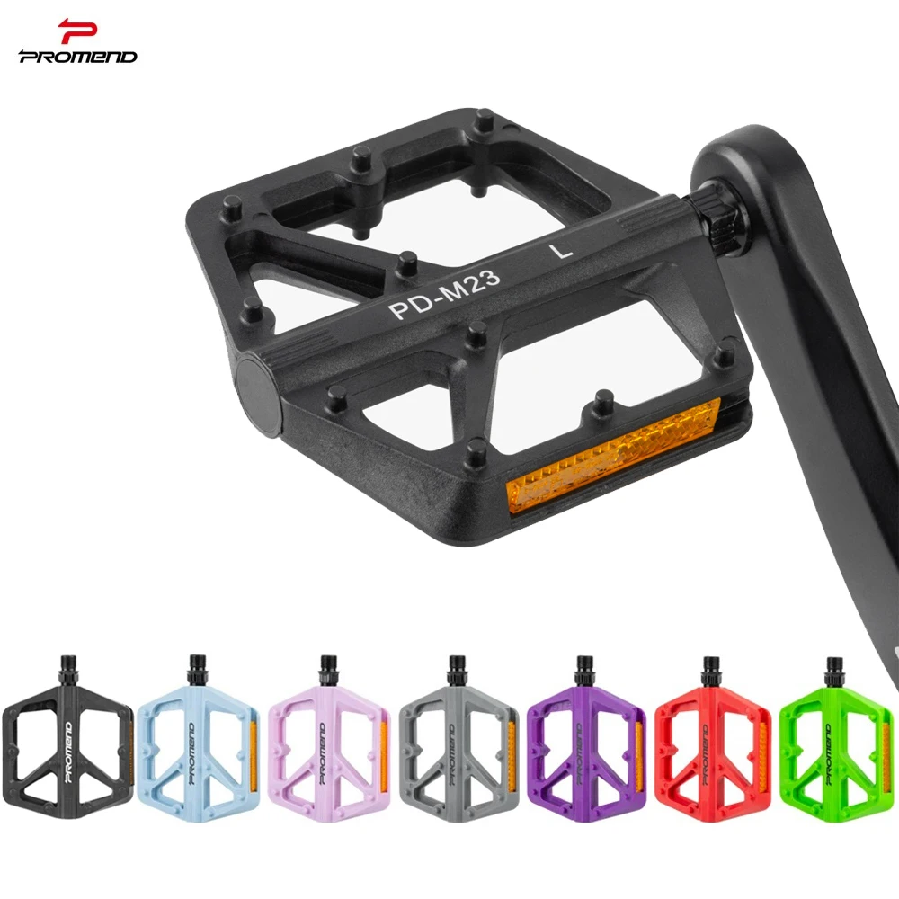 Doppelte DU-Lager Ultraleichte Nylon-Fahrradpedale mit reflektierenden hellen Streifen MTB Rennrad Flache Pedale Fahrradplattformpedale