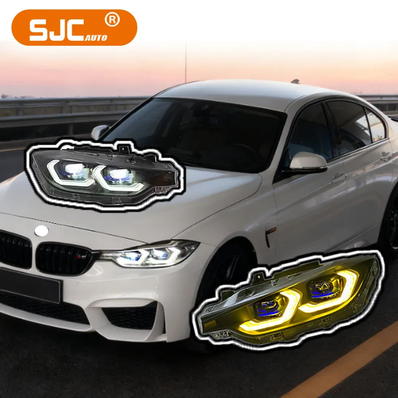

SJC Car Accessories For BMW 3 Series F30 F31 F35 2013-2019 LED Headlights Dual-color Car Lamp Yellow And White Drls Plug&Play