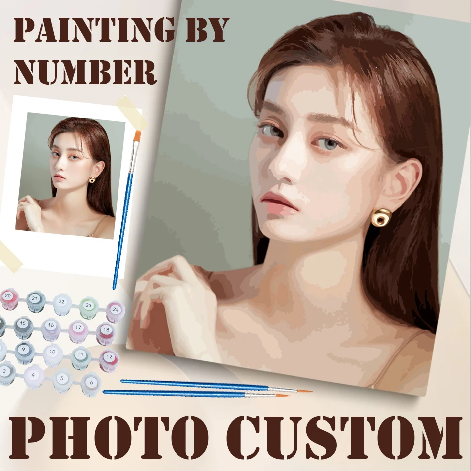Photo Custom Personalised Paint By Numbers DIY Oil painting by number s Picture On Canvas Portrait Family Children Photo