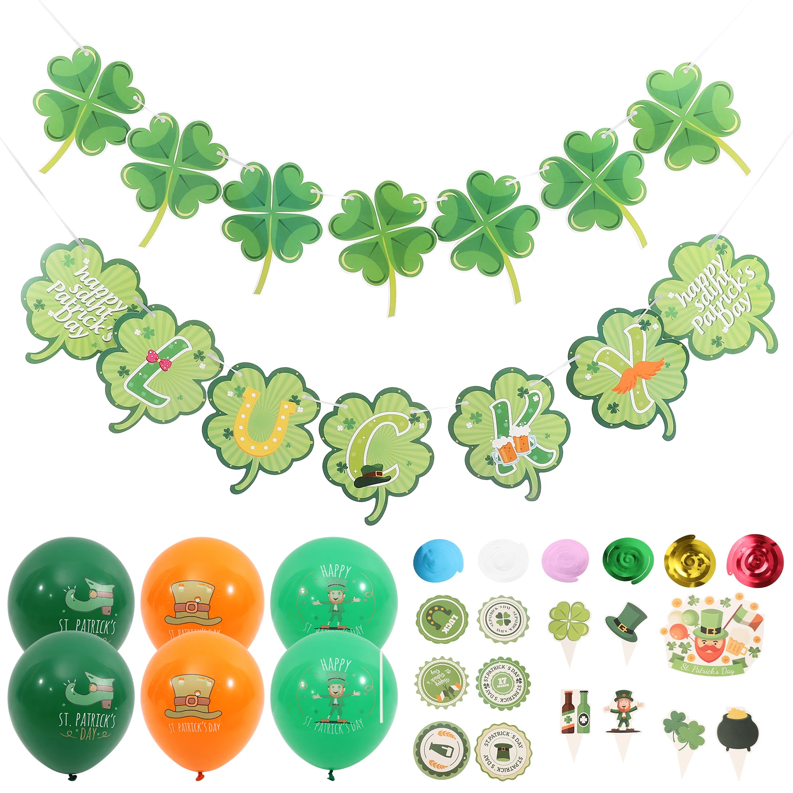 

Four Leaf Clover Decor Set Latex Paper Balloons St Patrick Party Supplies Festival Decorations Green Balloon Props Cake Topper
