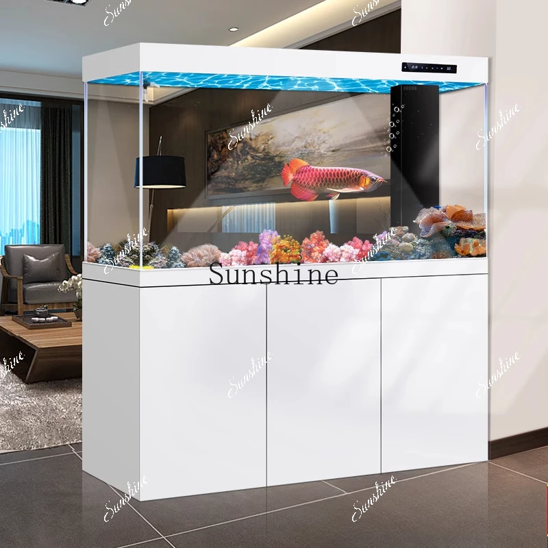 Household living room floor-to-ceiling medium and large ultra-white ecological screen bottom filter aquarium  FT