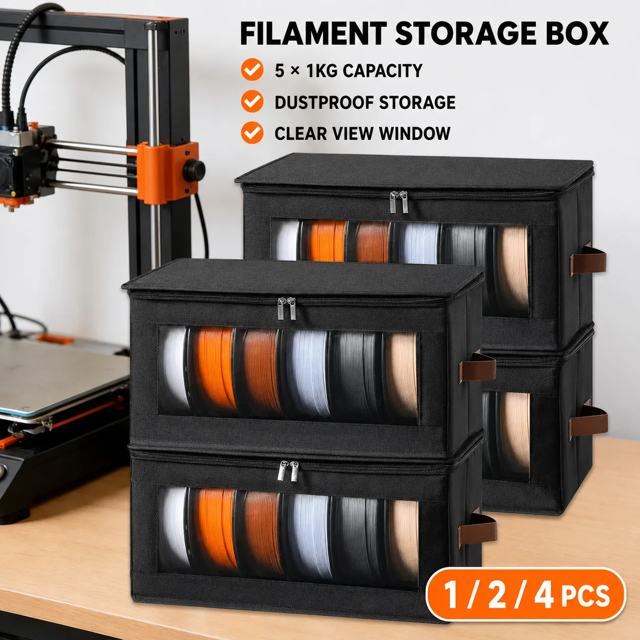 Filament Storage Bag - 3D Printer Filament Storage Containers, 3D Printing Accessories Holder Rack for Home, Office Workshop