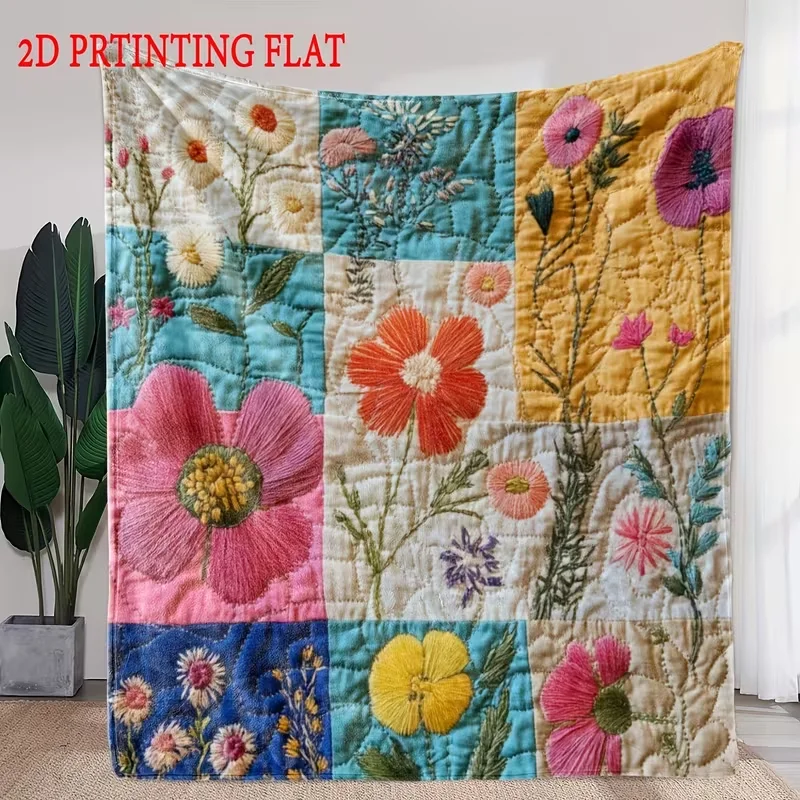 Vintage Floral Flannel Blanket Soft, Comfortable All-season Blanket Suitable for Sofas, Beds, Offices, Cars, Camping Blanket