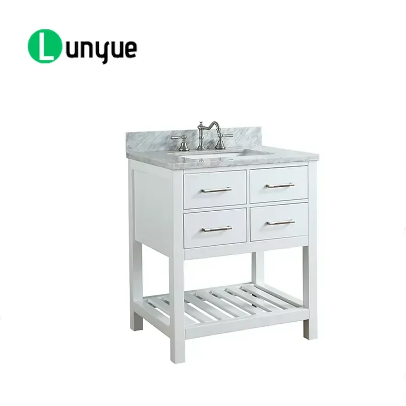 30 Inch White Modern Solid Wood Bathroom Vanity Cabinet For Contemporary Home Decor Durable Storage Solution Easy Assembly