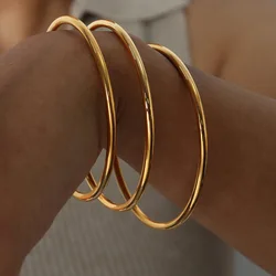 1 PCs Light Luxury Temperament Stainless Steel Gold and Silver Ancient Heritage Does Not Fade Simple Plain Face Bracelet
