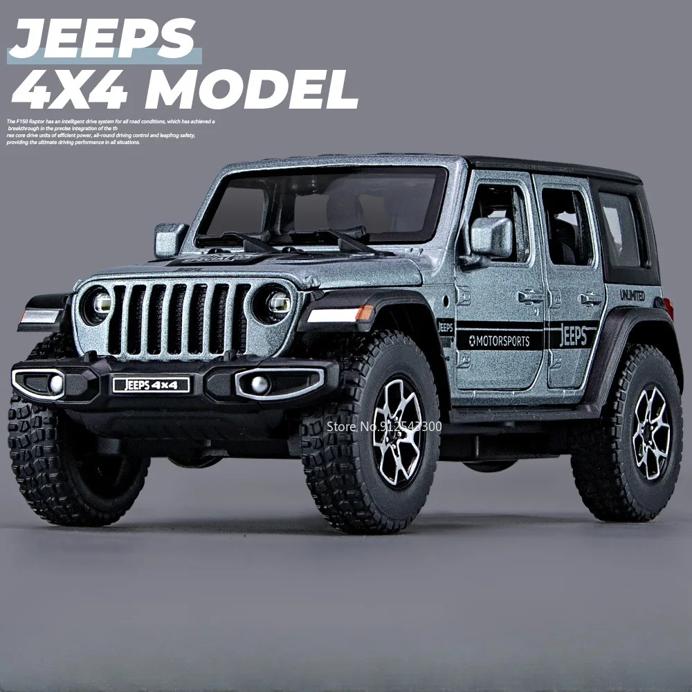 1/32 Scale Wrangler 4X4 Toy Car Models Alloy Diecast 6 Doors Opened Sound Light Pull Back Scale Model Cars Toys Holiday Gifts