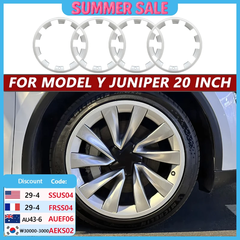 

For Tesla Model Y Juniper 20 Inch Wheel Hub Protection Ring ABS Protector Patch Covers Full Rim Accessories Auto Exterior 2025