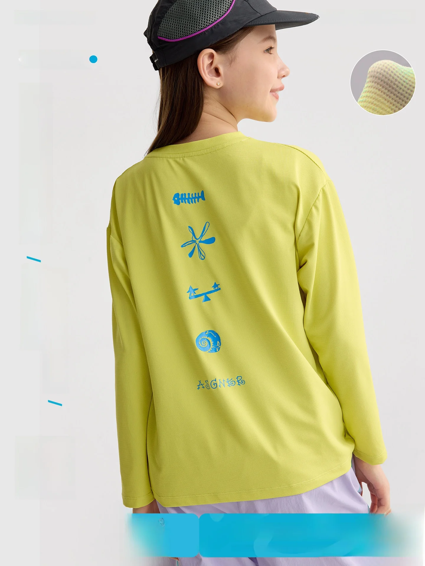 Quick Dry Sports Long Sleeve round Neck Outdoor Top for Kids Purrfect Diary Children's Clothing Polyester Spandex Spring Fashion