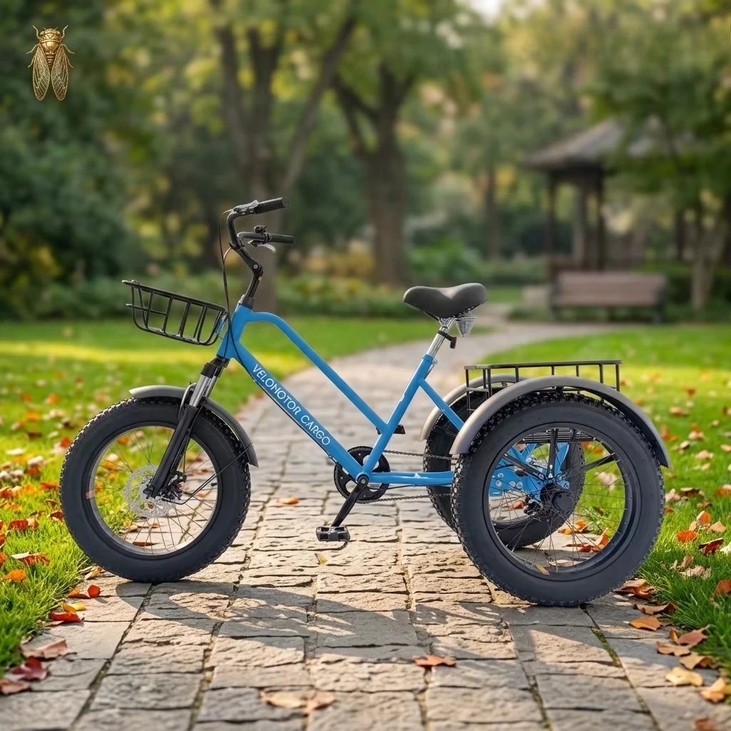 20-Inch snow mountain pedal tricycle with wide tires, 100 kg, 1.8 meters in length - alternative to human-powered bicycles