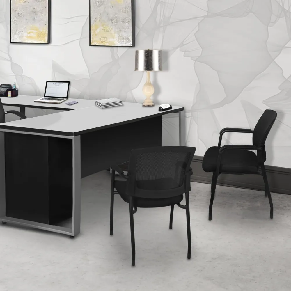 كرسي Knight الشبكي متعدد الأغراض - كرسي ضيوف مريح مكدس مع مقعد مبطن ومساند للذراعين للمكتب وغرفة الاجتماعات،