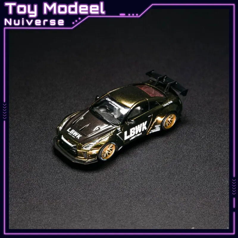 TPC Nissan LBWK GTR R35 Titanium Chameleon 1:64 Scale Premium Glossy Diecast Alloy Simulation Car Model Collectible Perfect Gift