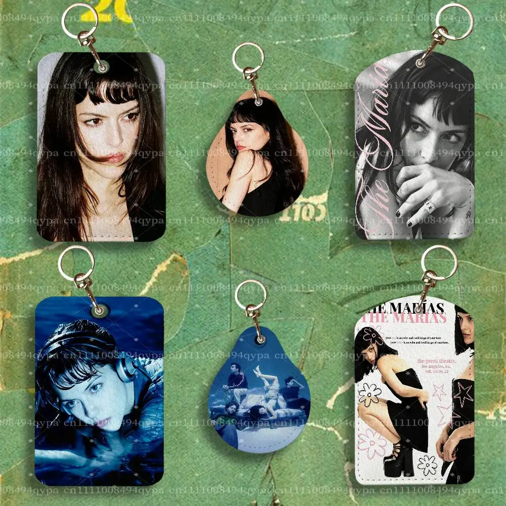 The M-Marias Maria Zardoya PU Leather Card Holder with Keychain ID Card Holder Protective Cover For Credit Bus Subway Card