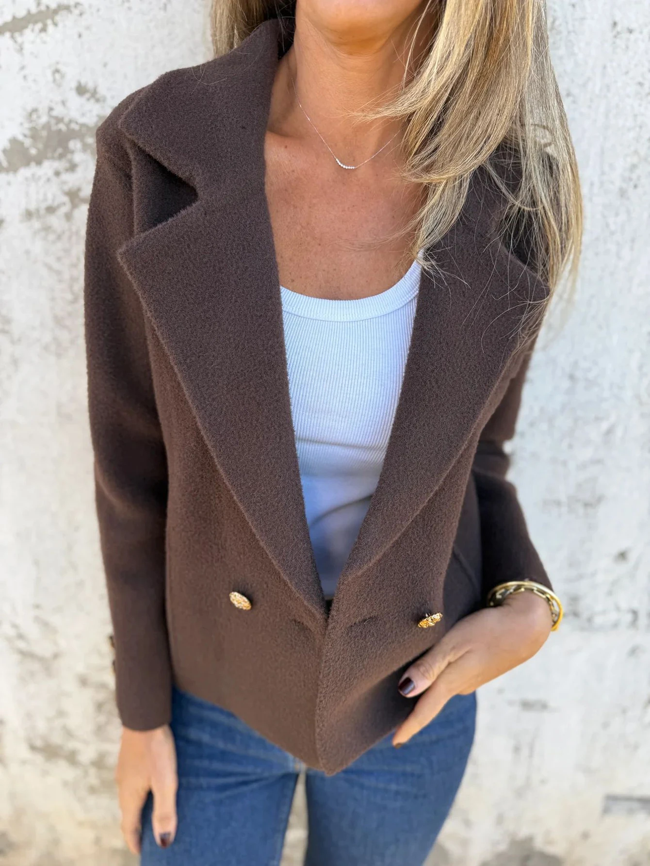 

Women's Winter Fashion Coat Comfortable Plain Lapel Long Sleeve Home Furnishing Street Daily Outerwear