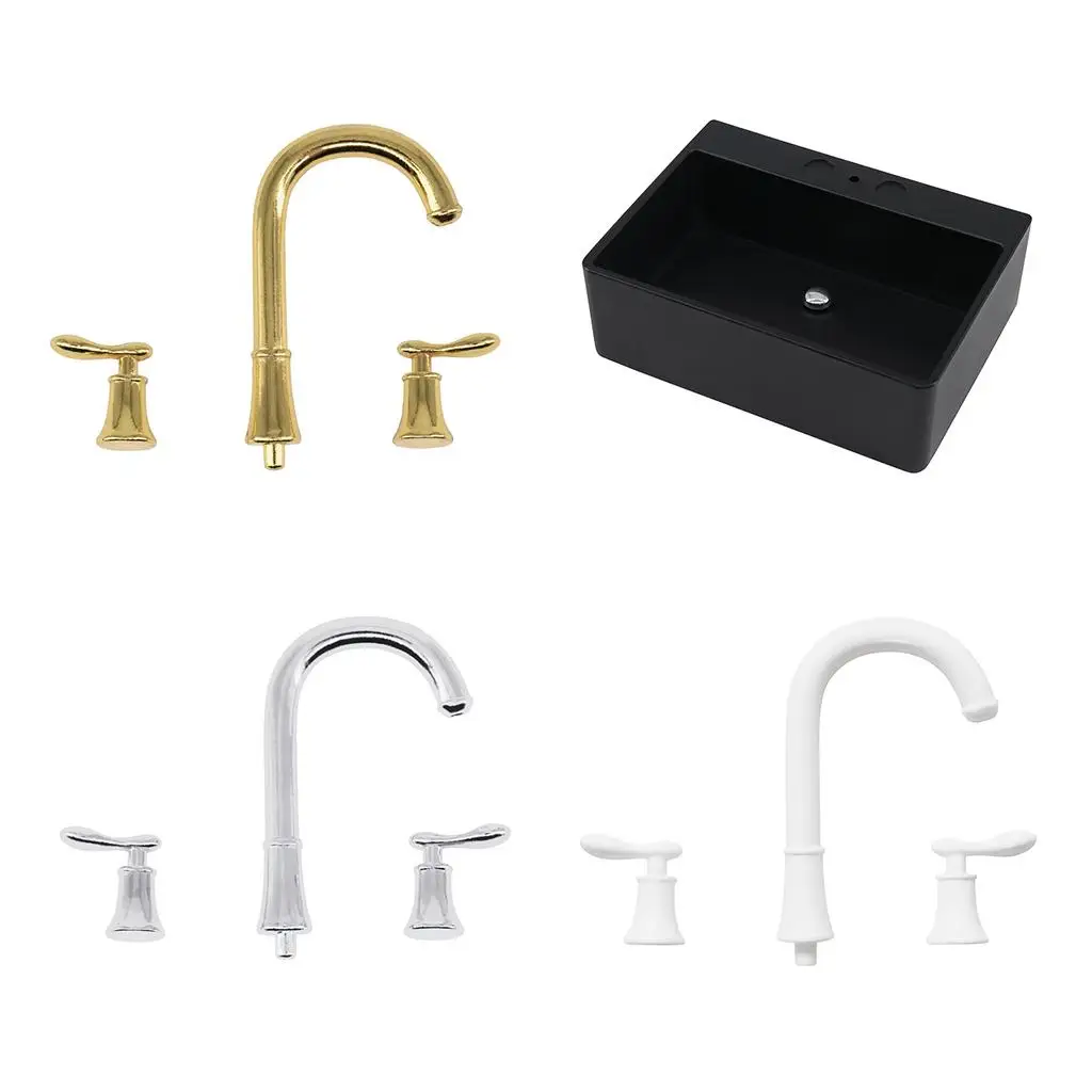 1:6 PVC Wash Basin Sink / Water Faucet  Dollhouse Bathroom Accs