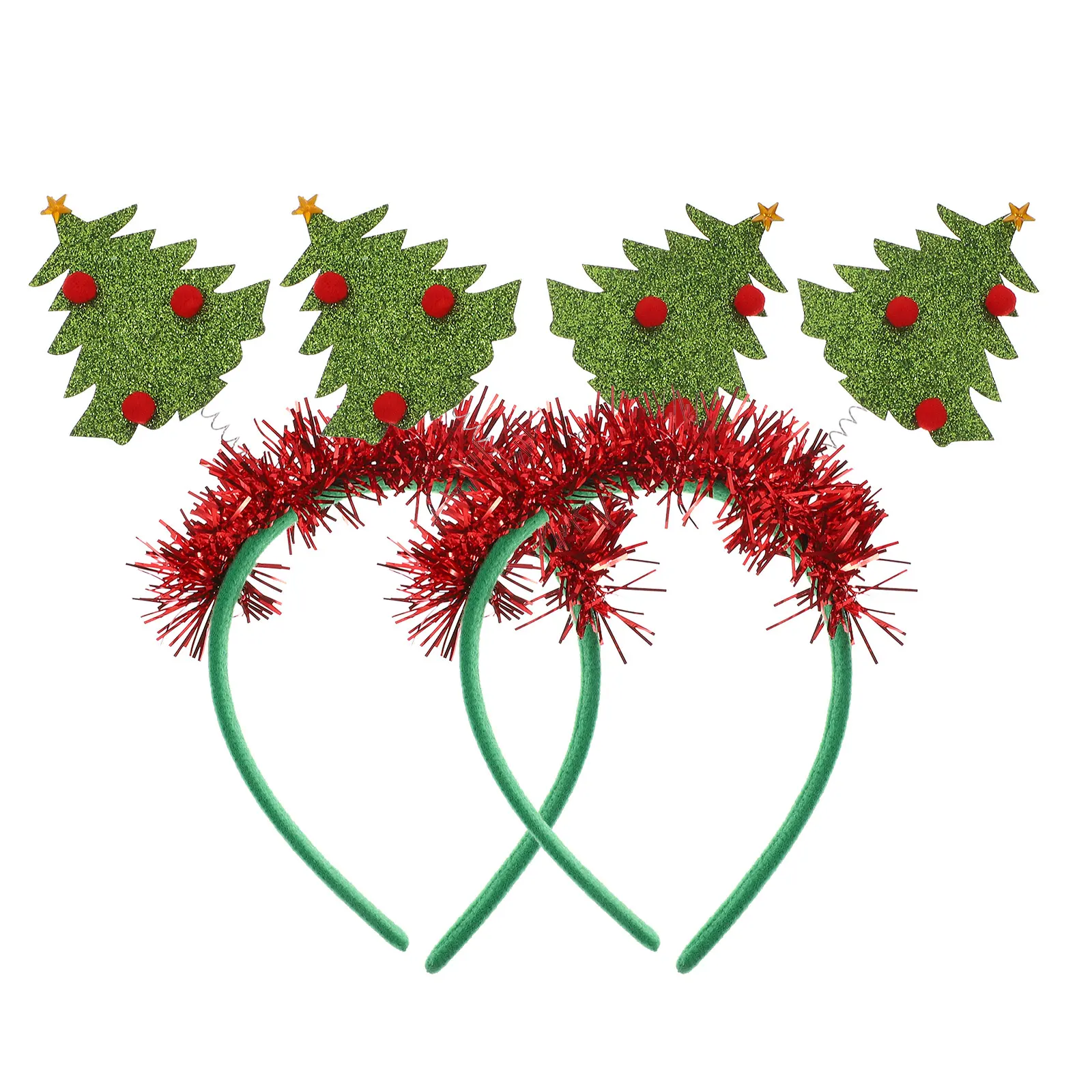 

2Pcs Christmas Tree Headb Fashionable Hair Hoop Party Headdress Holiday Decor Accessories Christmas Outfit Idea Events Bars