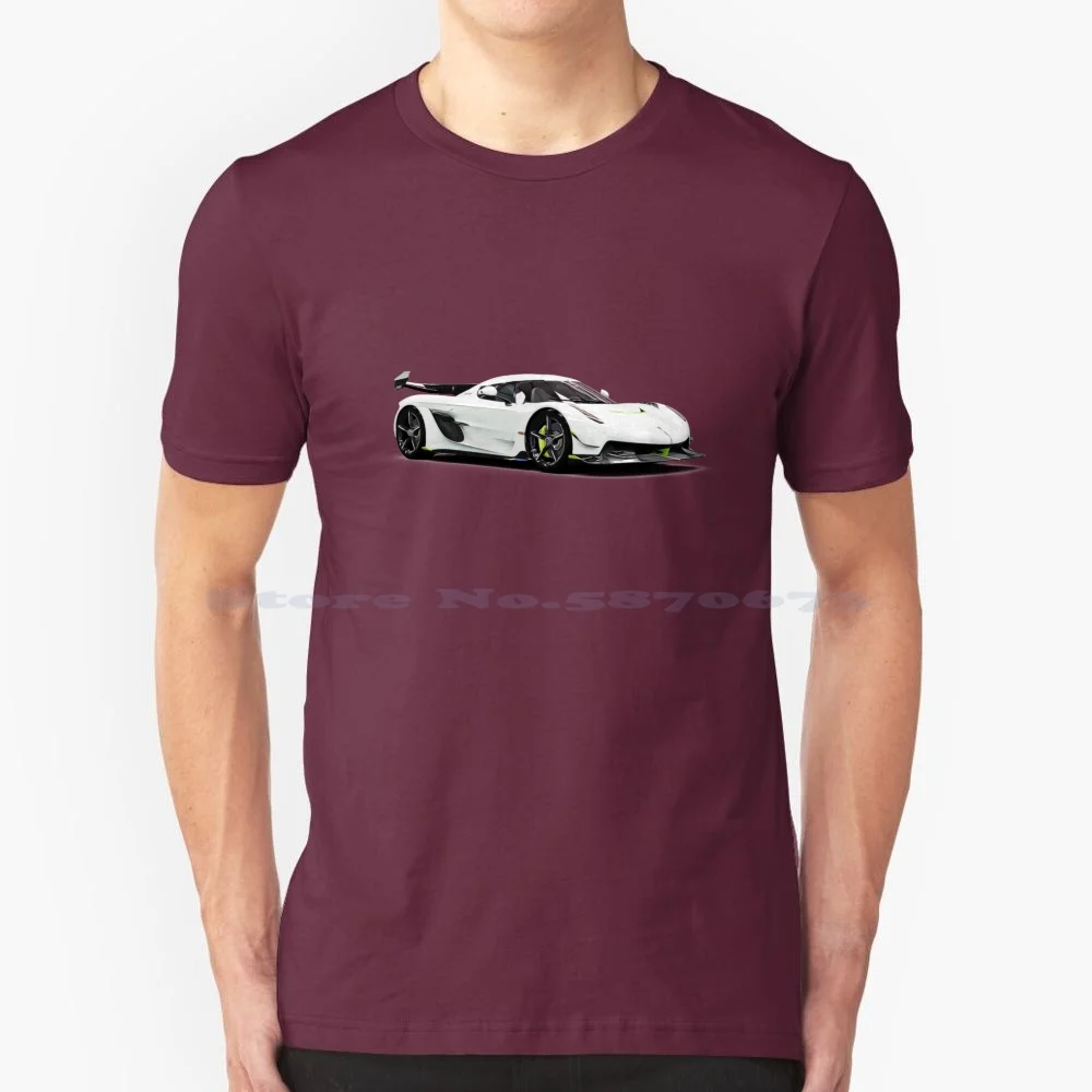 Jesko Cartoon T Shirt 100% Cotton Tee Automotive Swedish Cute Cartoon Gt3 Gt2 Race Car Supercar Gts Gt4 Sports Car V8 V10 V12