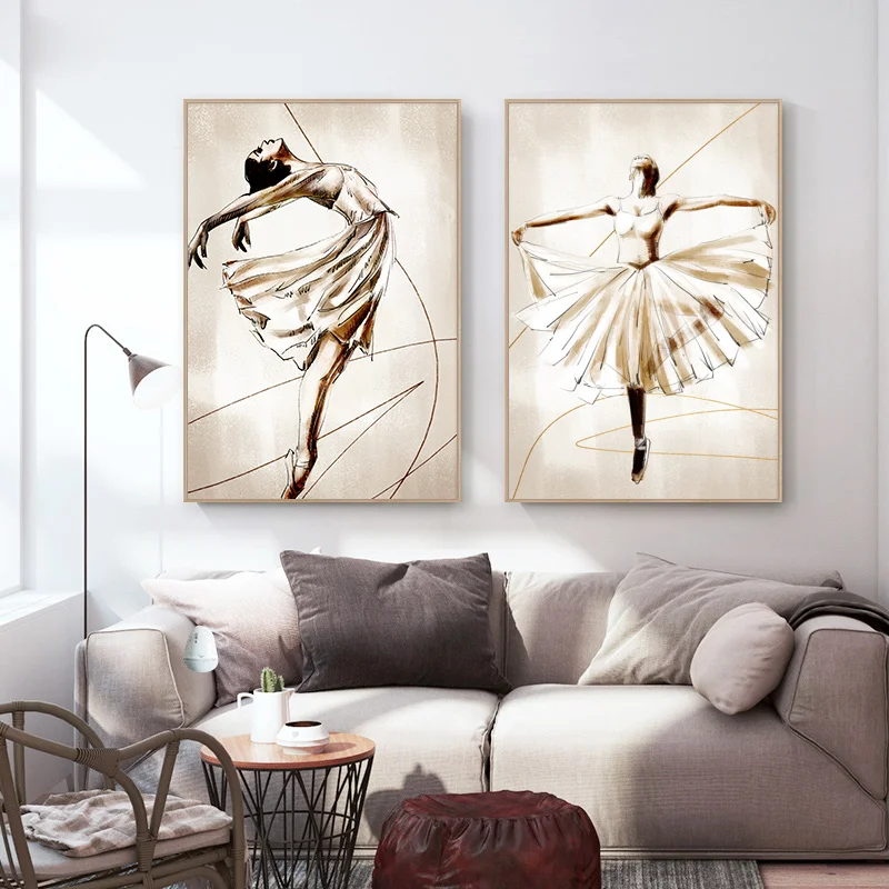 

3Pcs/Set Vintage Ballerina Poster Nordic Canvas Painting Art Decor Painting Dance Studio Living Room Room Decor Frameless