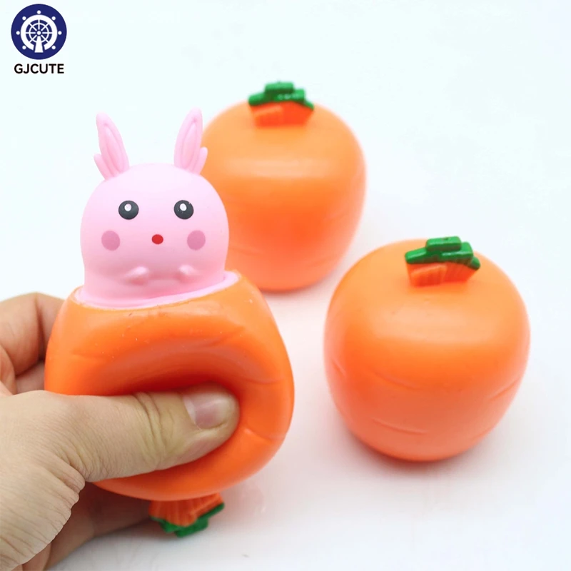 1Pc Decompression Vent Toy Cute Cartoon Carrot Rabbit Cup Squeeze Toys Stress Relief Toys Children Kids Antistress Toy Gifts